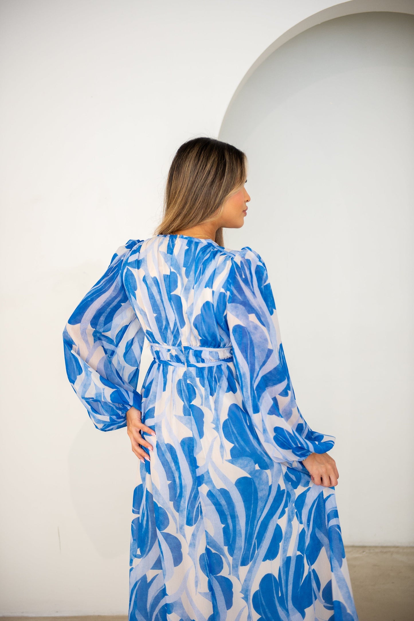 Alana Maxi Dress - Blue and White