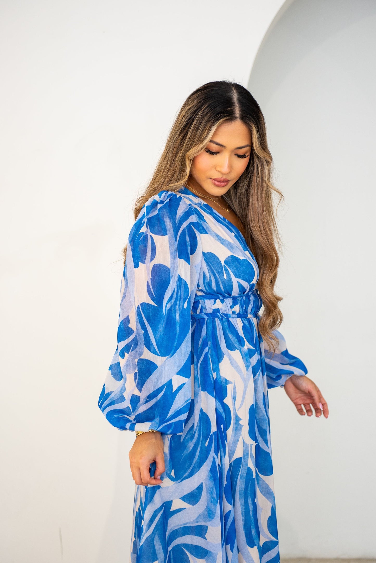 Alana Maxi Dress - Blue and White