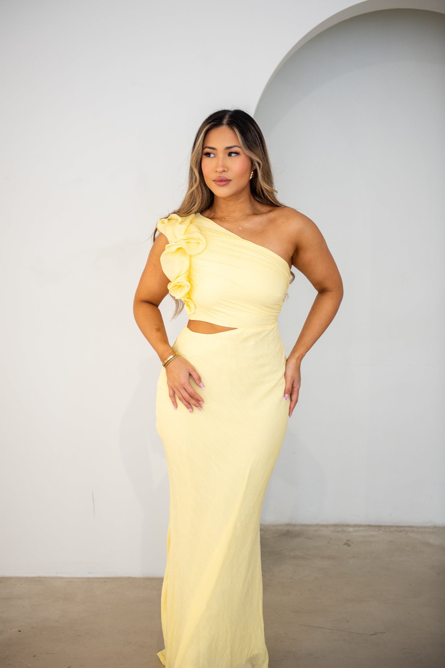 Kylie  Maxi Dress - Yellow Frill