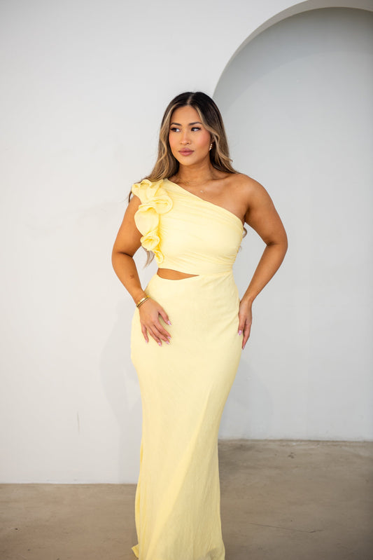 Kylie  Maxi Dress - Yellow Frill