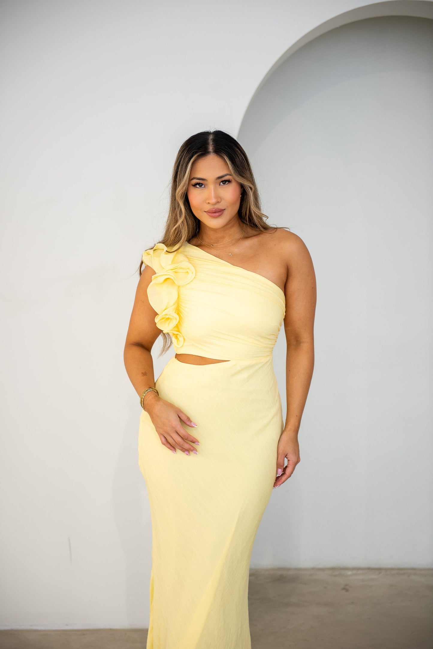 Kylie  Maxi Dress - Yellow Frill