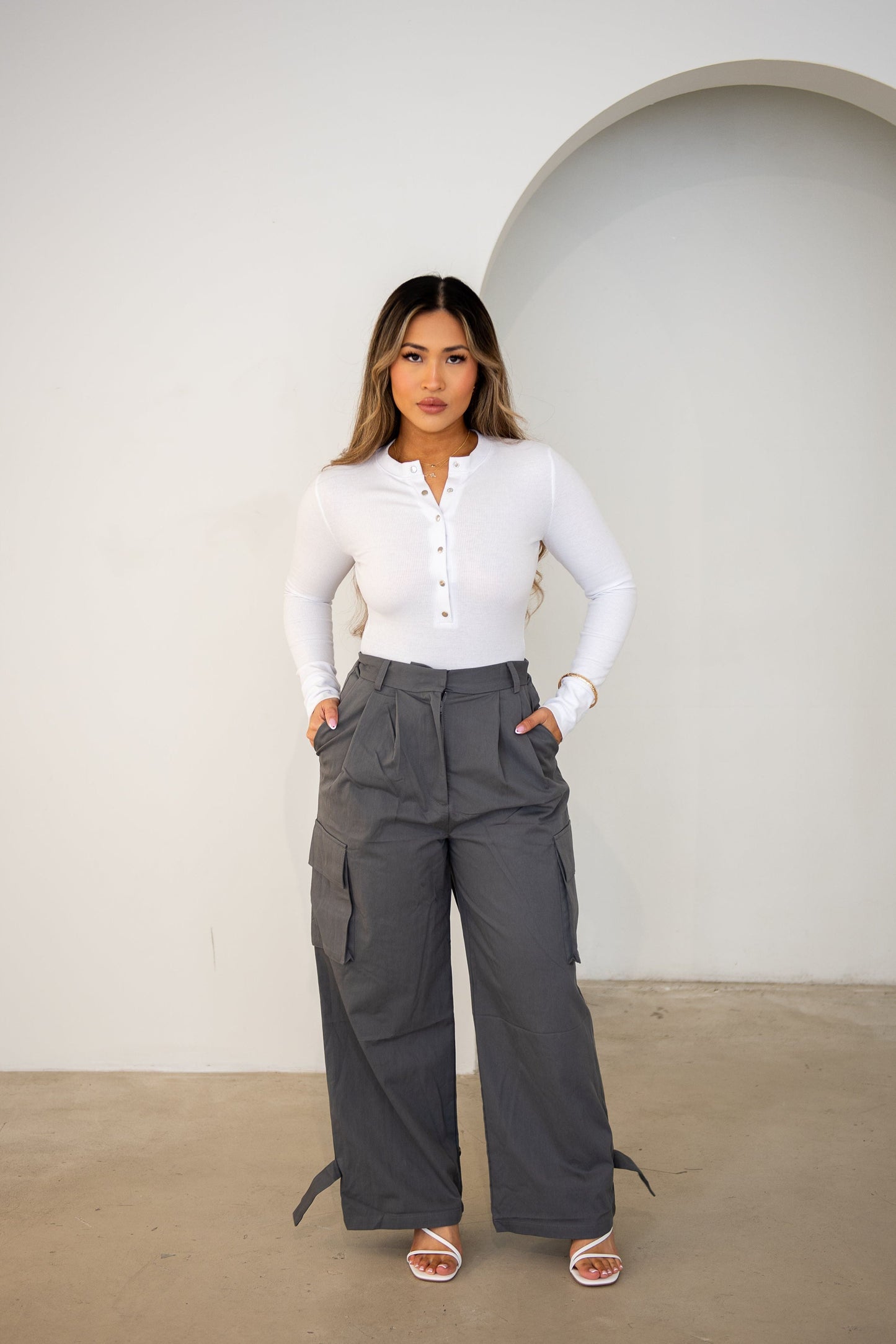 Luxe Cargo Pants - Grey