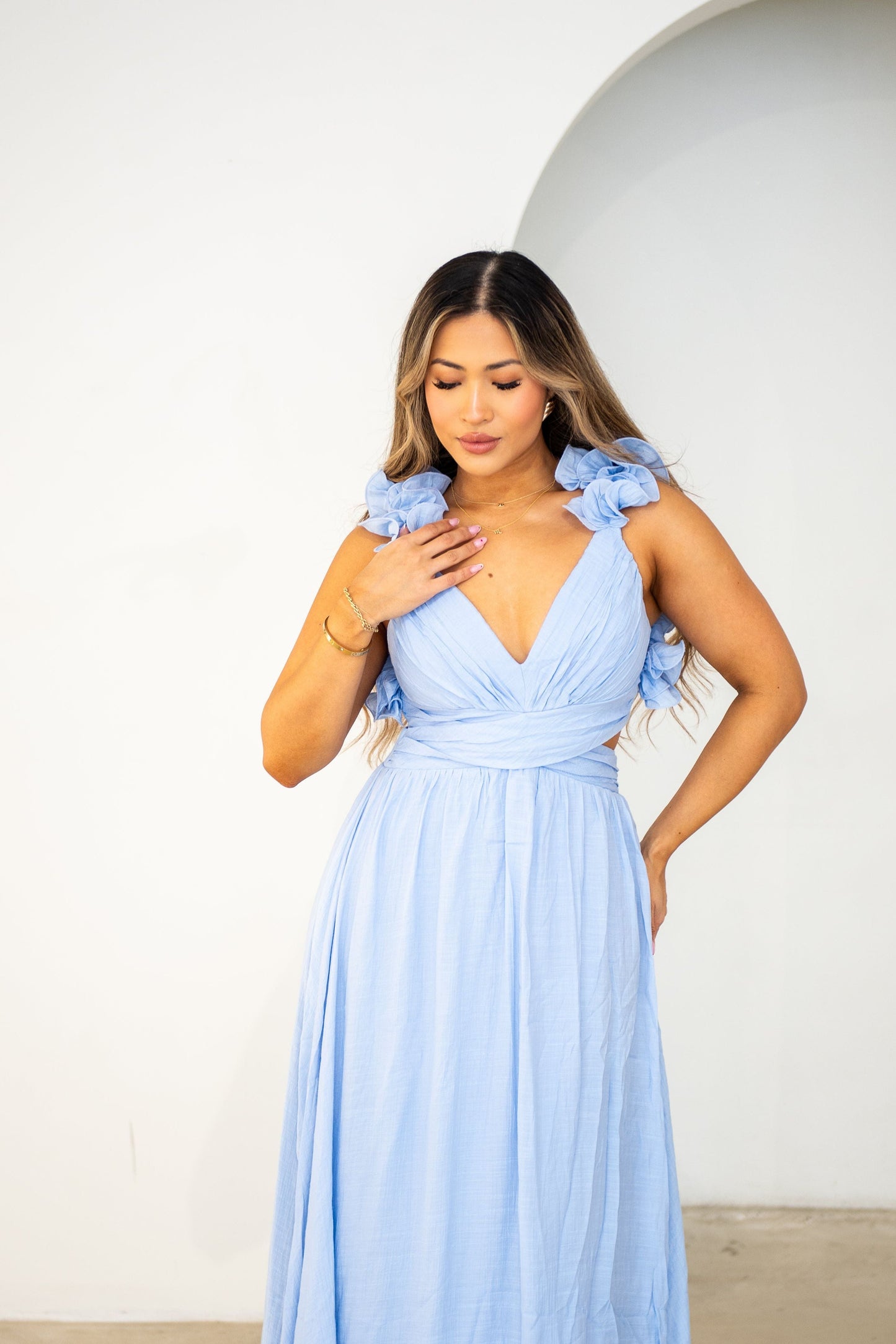 Skye Maxi Dress - Blue Frill