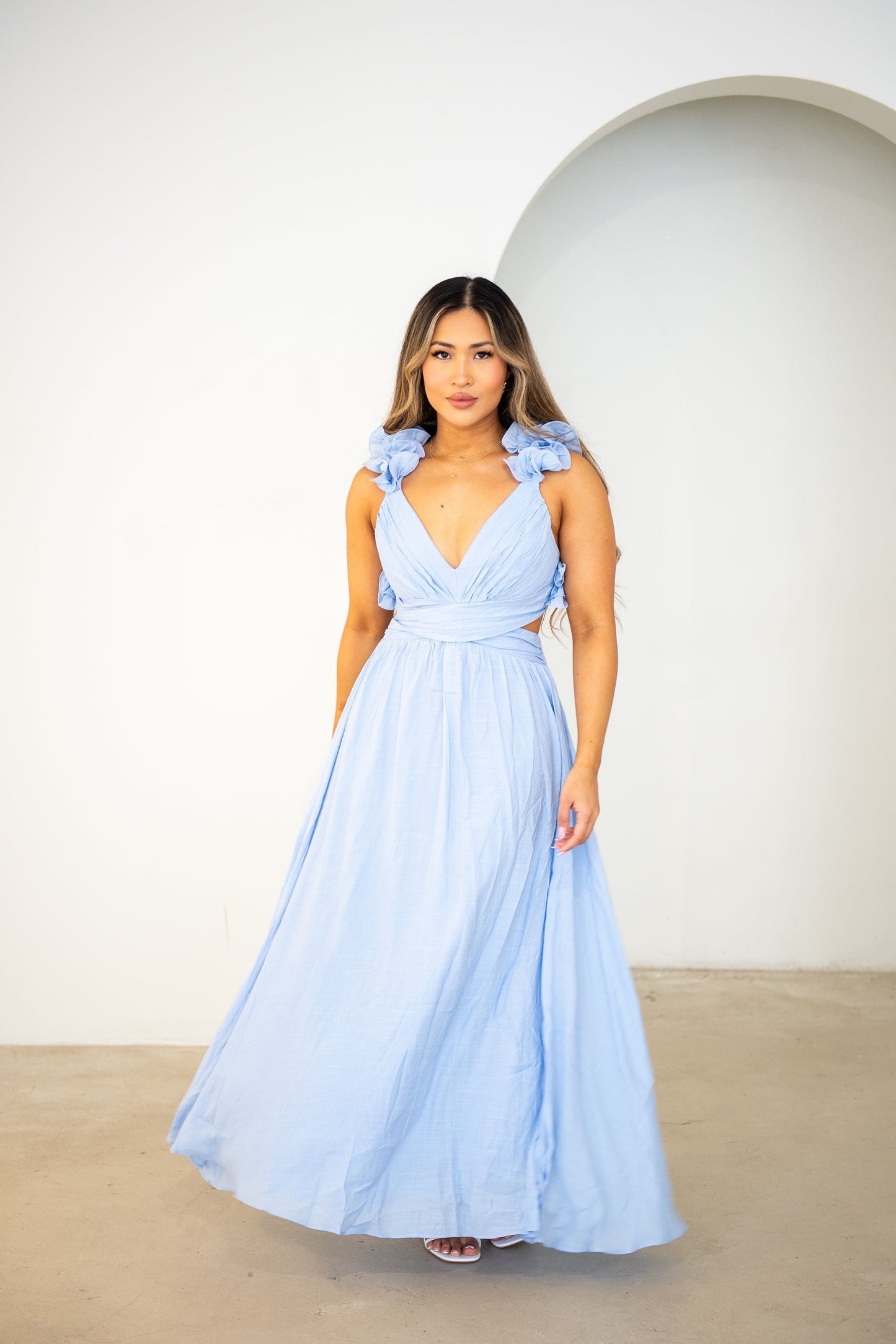 Skye Maxi Dress - Blue Frill