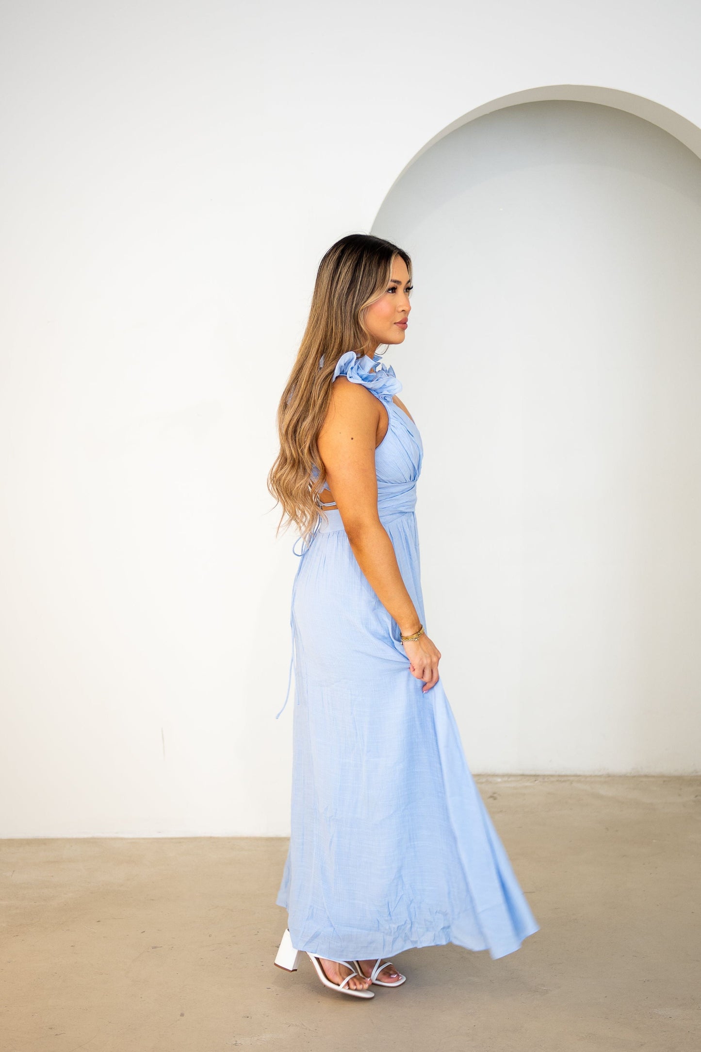 Skye Maxi Dress - Blue Frill