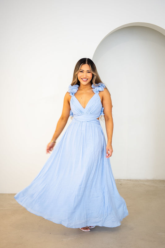 Skye Maxi Dress - Blue Frill