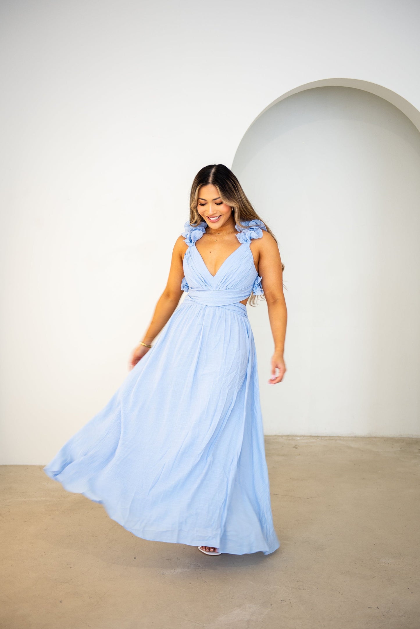 Skye Maxi Dress - Blue Frill
