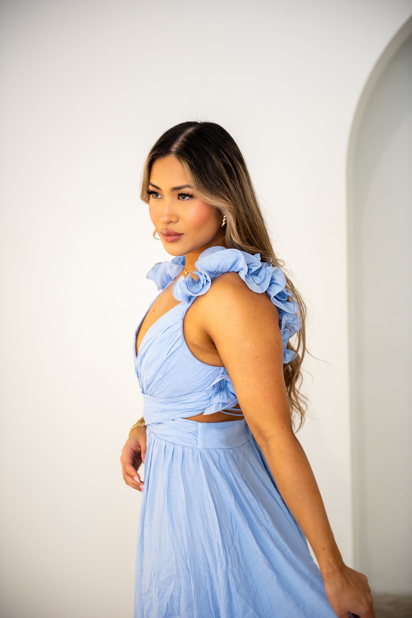 Skye Maxi Dress - Blue Frill