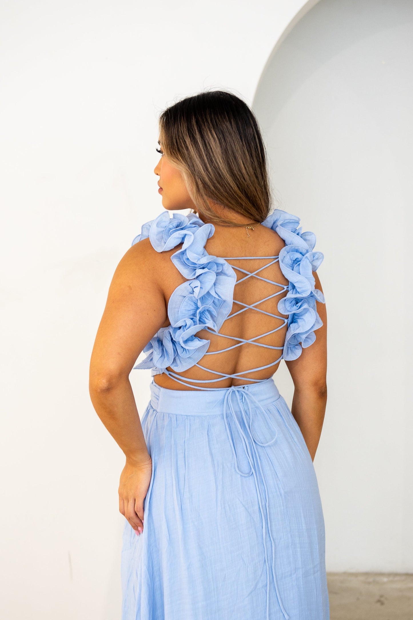 Skye Maxi Dress - Blue Frill