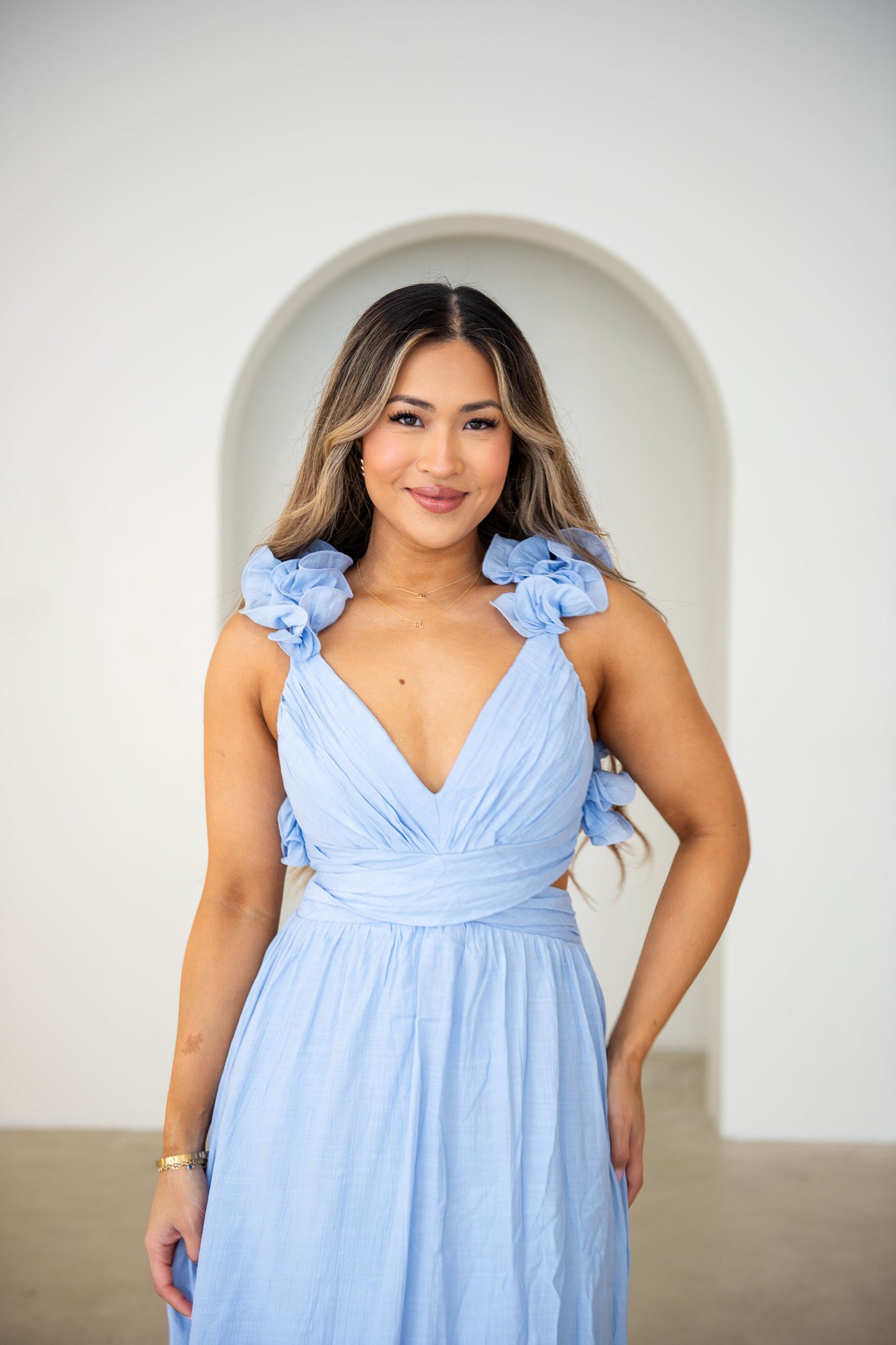 Skye Maxi Dress - Blue Frill